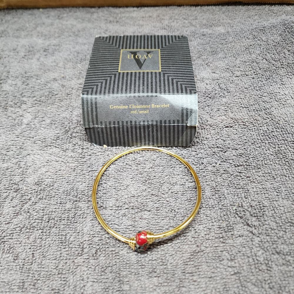 Vintage Avon red Cloisonne bangle bracelet b34